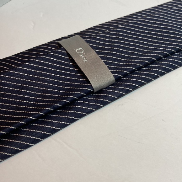 Dior Other - Dior Navy and Silver Pin Striped Silk Tie made in Italy